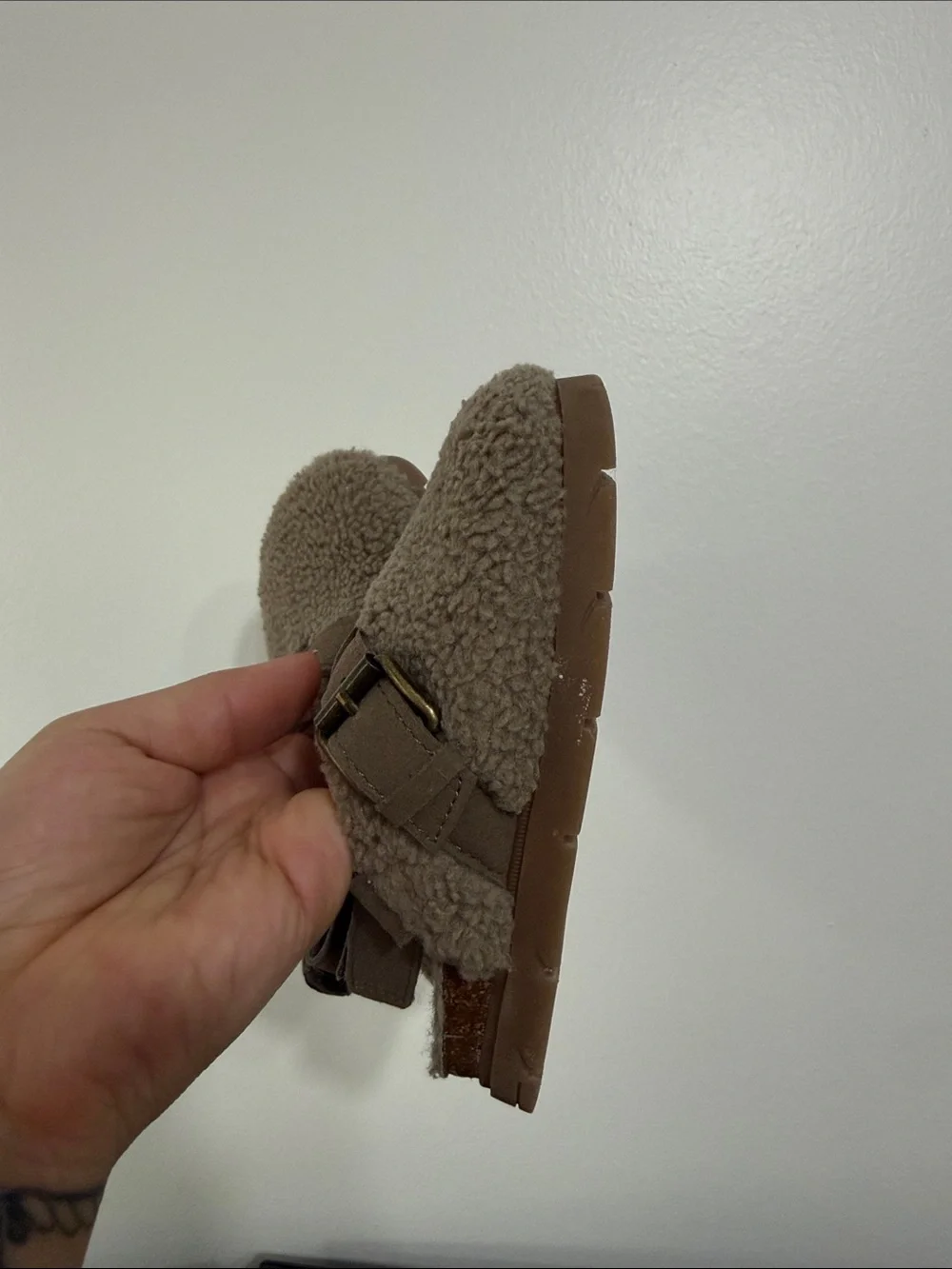 Zara Brown Sherpa Buckle Clogs